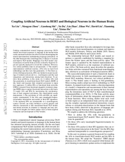Coupling Artificial Neurons in BERT and Biological Neurons in the Human
  Brain