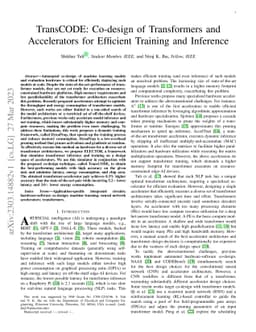 TransCODE: Co-design of Transformers and Accelerators for Efficient
  Training and Inference