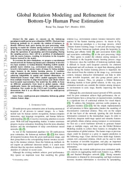 Global Relation Modeling and Refinement for Bottom-Up Human Pose
  Estimation