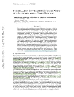 Universal Few-shot Learning of Dense Prediction Tasks with Visual Token
  Matching