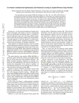 Low-rank combinatorial optimization and statistical learning by spatial
  photonic Ising machine