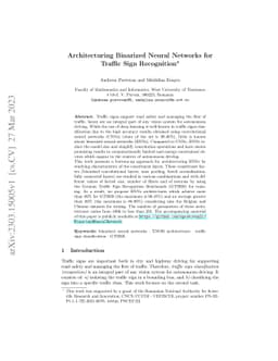 Architecturing Binarized Neural Networks for Traffic Sign Recognition