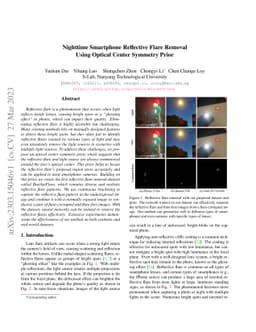 Nighttime Smartphone Reflective Flare Removal Using Optical Center
  Symmetry Prior