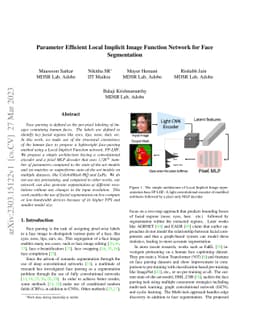Parameter Efficient Local Implicit Image Function Network for Face
  Segmentation