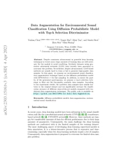 Data Augmentation for Environmental Sound Classification Using Diffusion
  Probabilistic Model with Top-k Selection Discriminator
