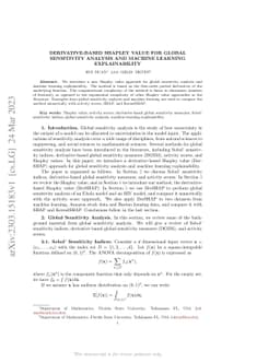Derivative-based Shapley value for global sensitivity analysis and
  machine learning explainability