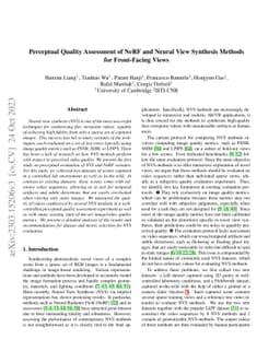 Perceptual Quality Assessment of NeRF and Neural View Synthesis Methods
  for Front-Facing Views