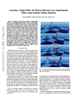 Learning a Single Policy for Diverse Behaviors on a Quadrupedal Robot
  using Scalable Motion Imitation