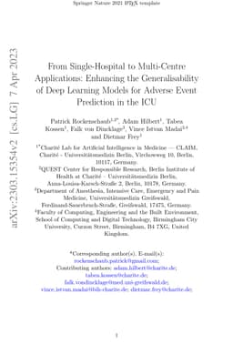 From Single-Hospital to Multi-Centre Applications: Enhancing the
  Generalisability of Deep Learning Models for Adverse Event Prediction in the
  ICU
