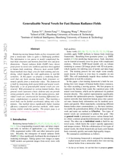 Generalizable Neural Voxels for Fast Human Radiance Fields