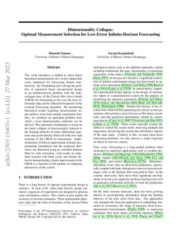 Dimensionality Collapse: Optimal Measurement Selection for Low-Error
  Infinite-Horizon Forecasting