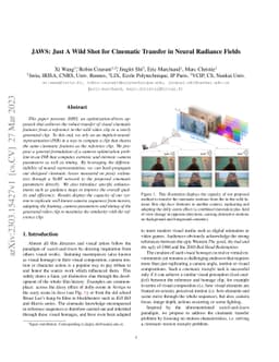 JAWS: Just A Wild Shot for Cinematic Transfer in Neural Radiance Fields