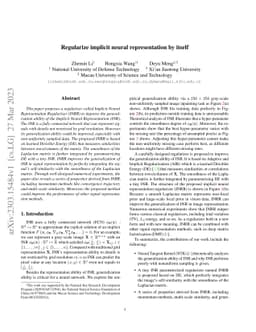 Regularize implicit neural representation by itself