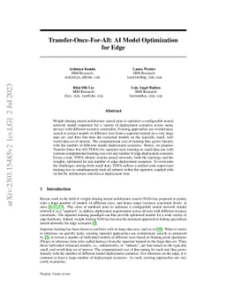 Transfer-Once-For-All: AI Model Optimization for Edge