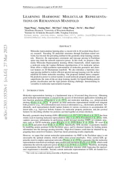 Learning Harmonic Molecular Representations on Riemannian Manifold