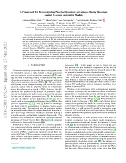 A Framework for Demonstrating Practical Quantum Advantage: Racing
  Quantum against Classical Generative Models