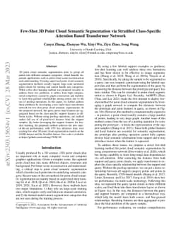 Few-Shot 3D Point Cloud Semantic Segmentation via Stratified
  Class-Specific Attention Based Transformer Network