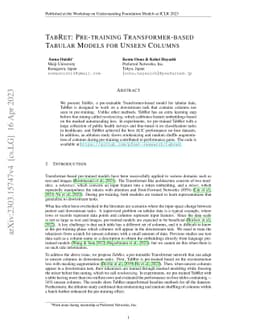 TabRet: Pre-training Transformer-based Tabular Models for Unseen Columns