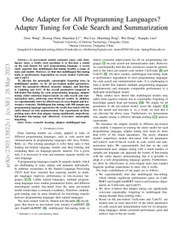 One Adapter for All Programming Languages? Adapter Tuning for Code
  Search and Summarization