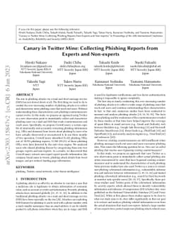 Canary in Twitter Mine: Collecting Phishing Reports from Experts and
  Non-experts