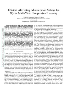 Efficient Alternating Minimization Solvers for Wyner Multi-View
  Unsupervised Learning