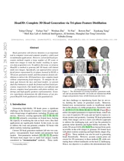 Head3D: Complete 3D Head Generation via Tri-plane Feature Distillation