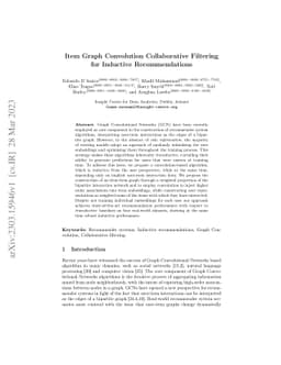 Item Graph Convolution Collaborative Filtering for Inductive
  Recommendations