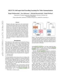 SELF-VS: Self-supervised Encoding Learning For Video Summarization