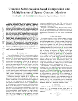 Common Subexpression-based Compression and Multiplication of Sparse
  Constant Matrices