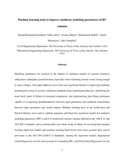 Machine learning tools to improve nonlinear modeling parameters of RC
  columns