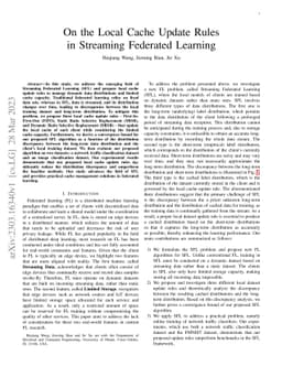 On the Local Cache Update Rules in Streaming Federated Learning