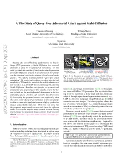 A Pilot Study of Query-Free Adversarial Attack against Stable Diffusion