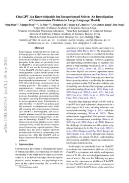 ChatGPT is a Knowledgeable but Inexperienced Solver: An Investigation of
  Commonsense Problem in Large Language Models