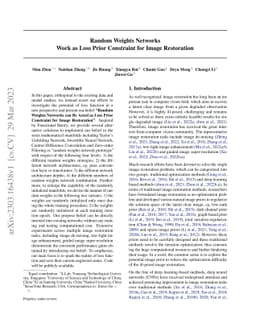 Random Weights Networks Work as Loss Prior Constraint for Image
  Restoration