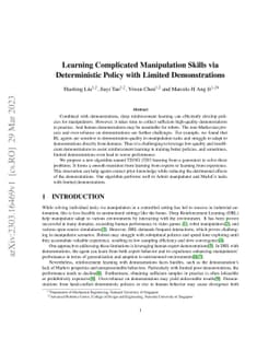 Learning Complicated Manipulation Skills via Deterministic Policy with
  Limited Demonstrations