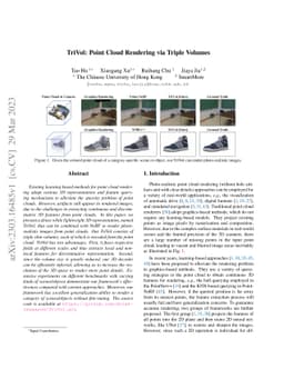 TriVol: Point Cloud Rendering via Triple Volumes