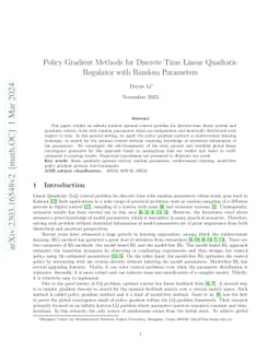 Policy Gradient Methods for Discrete Time Linear Quadratic Regulator
  With Random Parameters