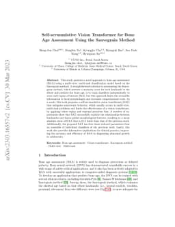 Self-accumulative Vision Transformer for Bone Age Assessment Using the
  Sauvegrain Method