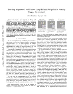 Learning Augmented, Multi-Robot Long-Horizon Navigation in Partially
  Mapped Environments