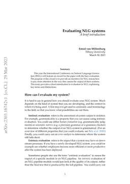 Evaluating NLG systems: A brief introduction