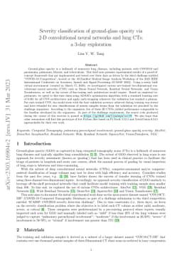 Severity classification of ground-glass opacity via 2-D convolutional
  neural network and lung CT scans: a 3-day exploration