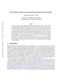 Does Sparsity Help in Learning Misspecified Linear Bandits?