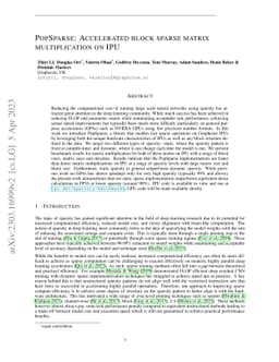 PopSparse: Accelerated block sparse matrix multiplication on IPU