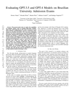 Evaluating GPT-3.5 and GPT-4 Models on Brazilian University Admission
  Exams