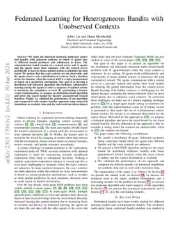 Federated Learning for Heterogeneous Bandits with Unobserved Contexts