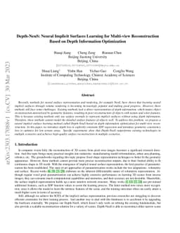 Depth-NeuS: Neural Implicit Surfaces Learning for Multi-view
  Reconstruction Based on Depth Information Optimization