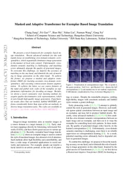 Masked and Adaptive Transformer for Exemplar Based Image Translation