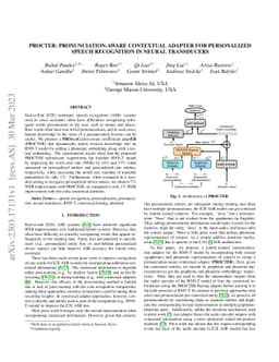 PROCTER: PROnunciation-aware ConTextual adaptER for personalized speech
  recognition in neural transducers