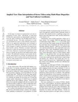 Implicit View-Time Interpolation of Stereo Videos using Multi-Plane
  Disparities and Non-Uniform Coordinates