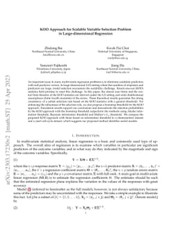 KOO approach for scalable variable selection problem in
  large-dimensional regression